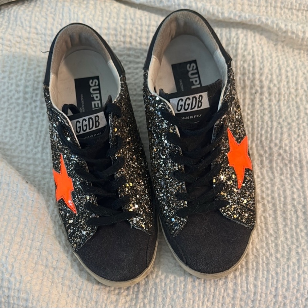 Golden goose  Black and Orange Star Sneakers